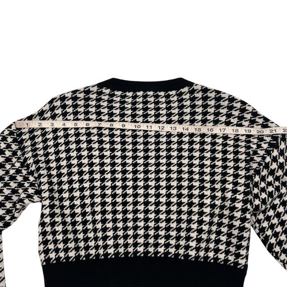 Joie Womens Houndstooth Black & White Knit Layered Twofer Sweater Blouse Sz M - Picture 11 of 11